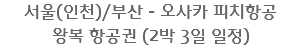 서울(인천)/부산 - 오사카 피치항공 왕복 항공권 (2박 3일 일정)